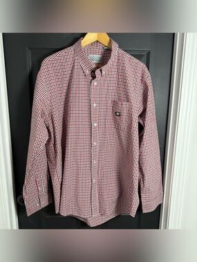 College Gingham Long-Sleeve Button-Down Shirt - Red/Black Georgia Bulldogs
